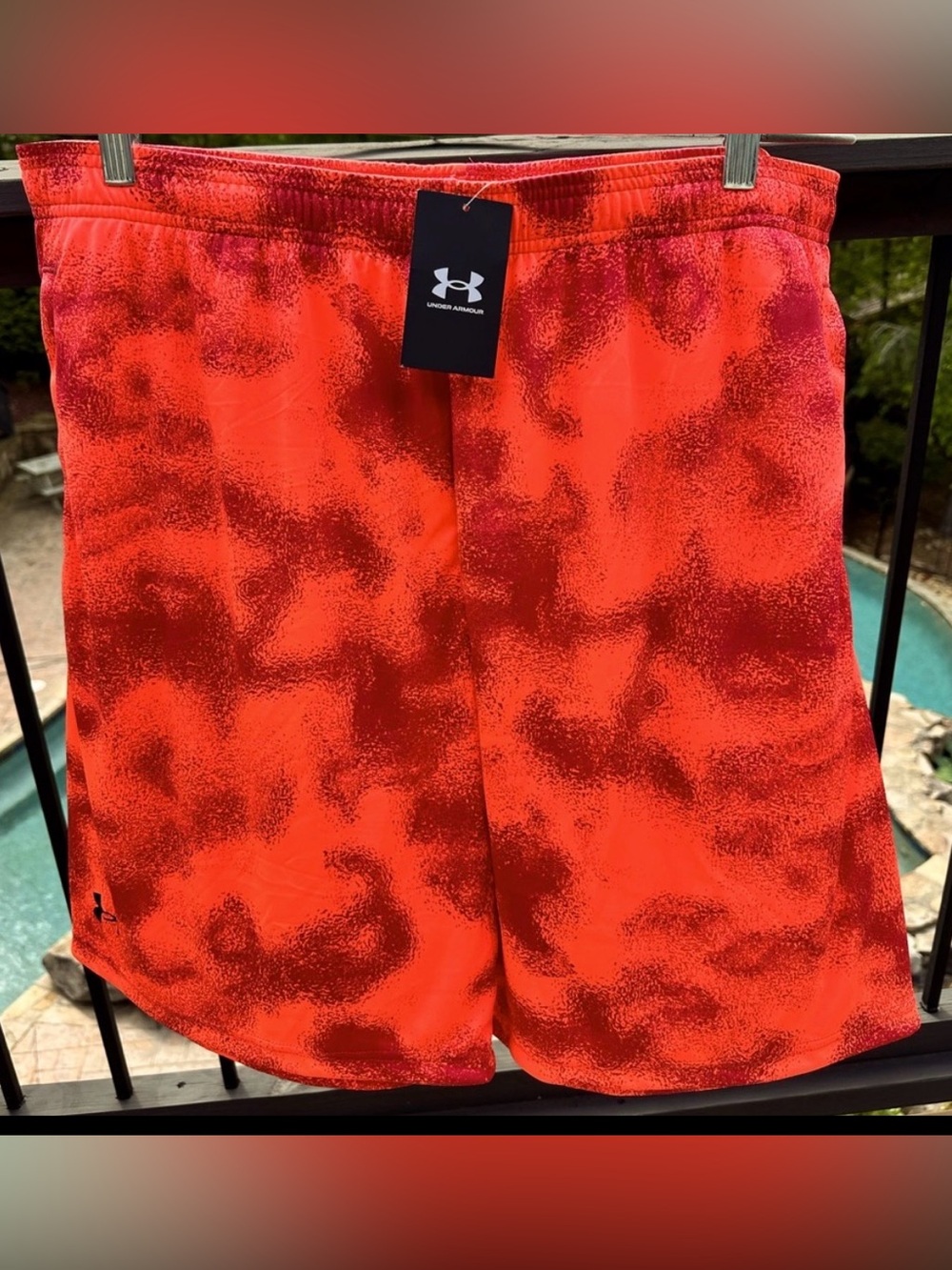 NEW Under Armour Tech Printed Mens Athletic Training Red Shorts